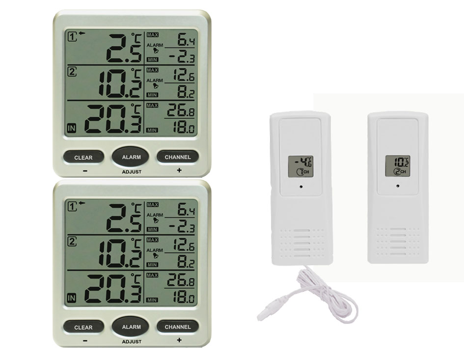 Funk Thermometer FT0075TWIN mit 2 Funksensoren LCD Display Min/max | eBay